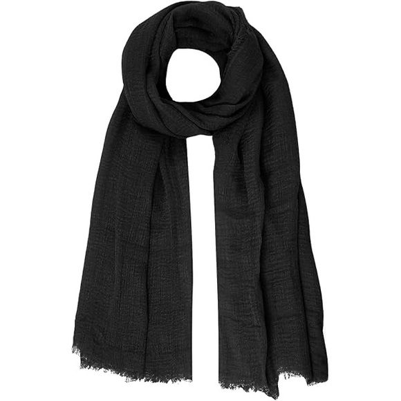 NWT Zara Black Cotton/Linen Blend Scarf.